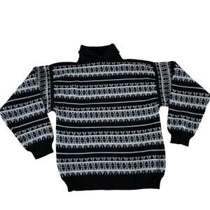 Vtg Y2K 2000s Blue Nordic 100% Wool Ski Sweater Mns S Eclectic Grandpa